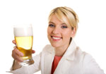 A Woman Drinking Beer